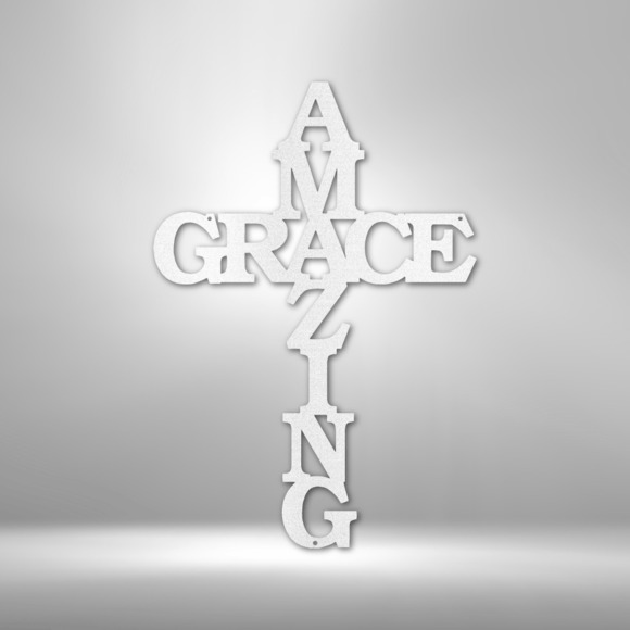 Scripture Sign Amazing Grace CrossSteel Sign Laser Cut Powder Coated Home &